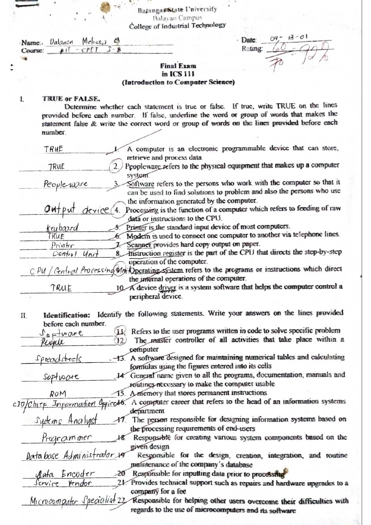 introduction to computer science exam questions and answers