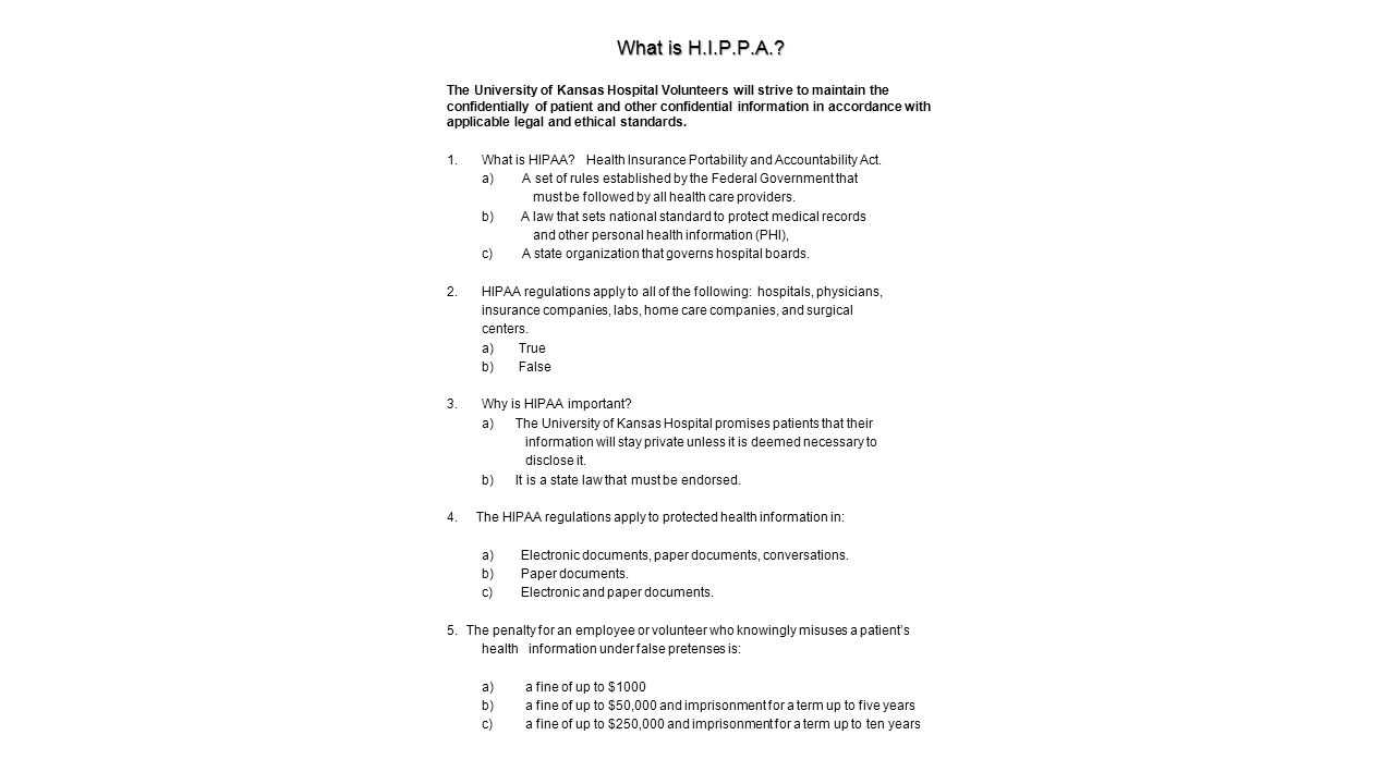 hipaa training test answers