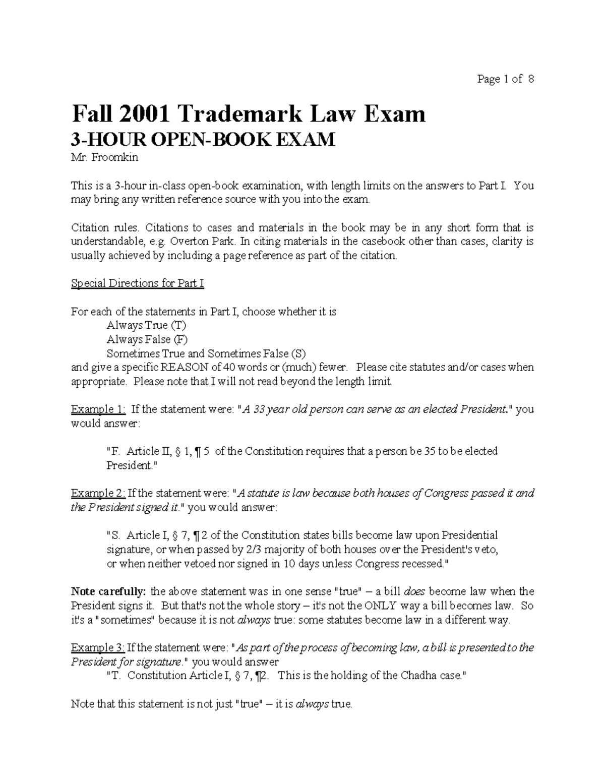 trademark law exam model answer