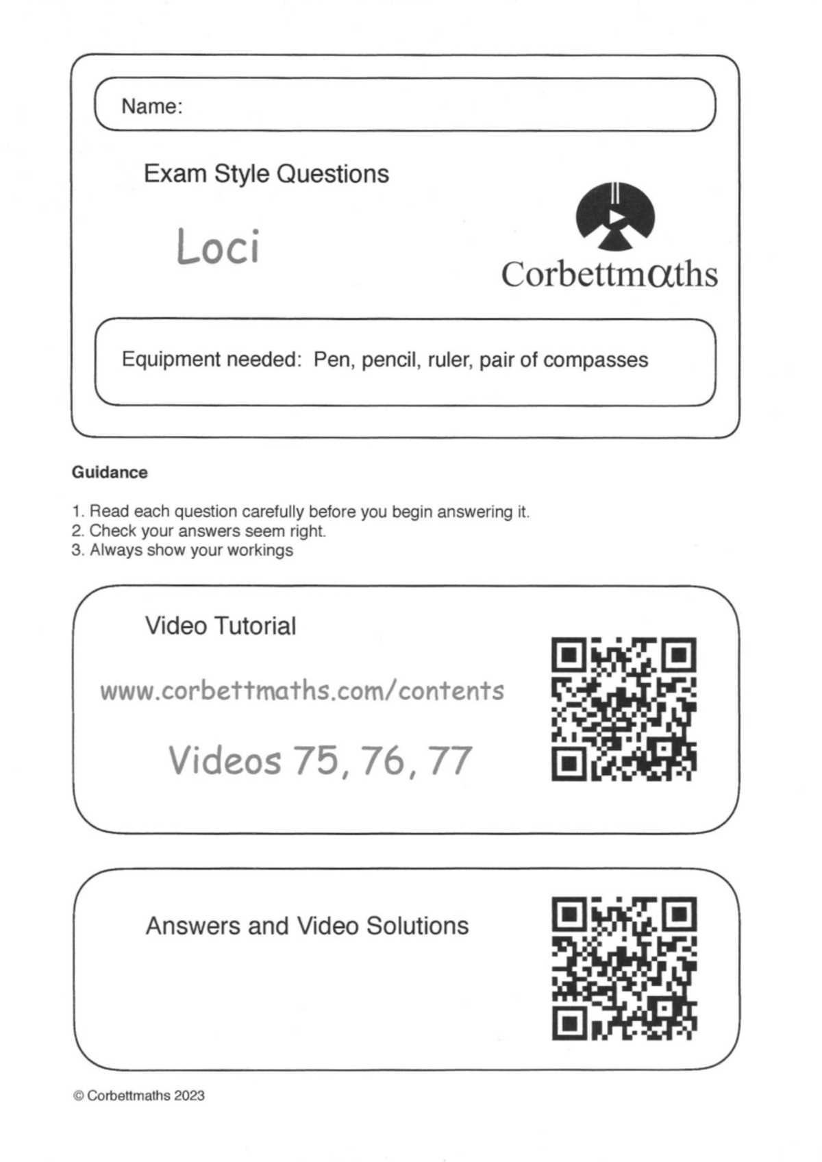 corbettmaths exam style questions answers