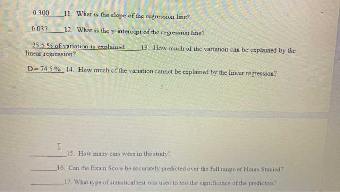 linear regression exam questions and answers