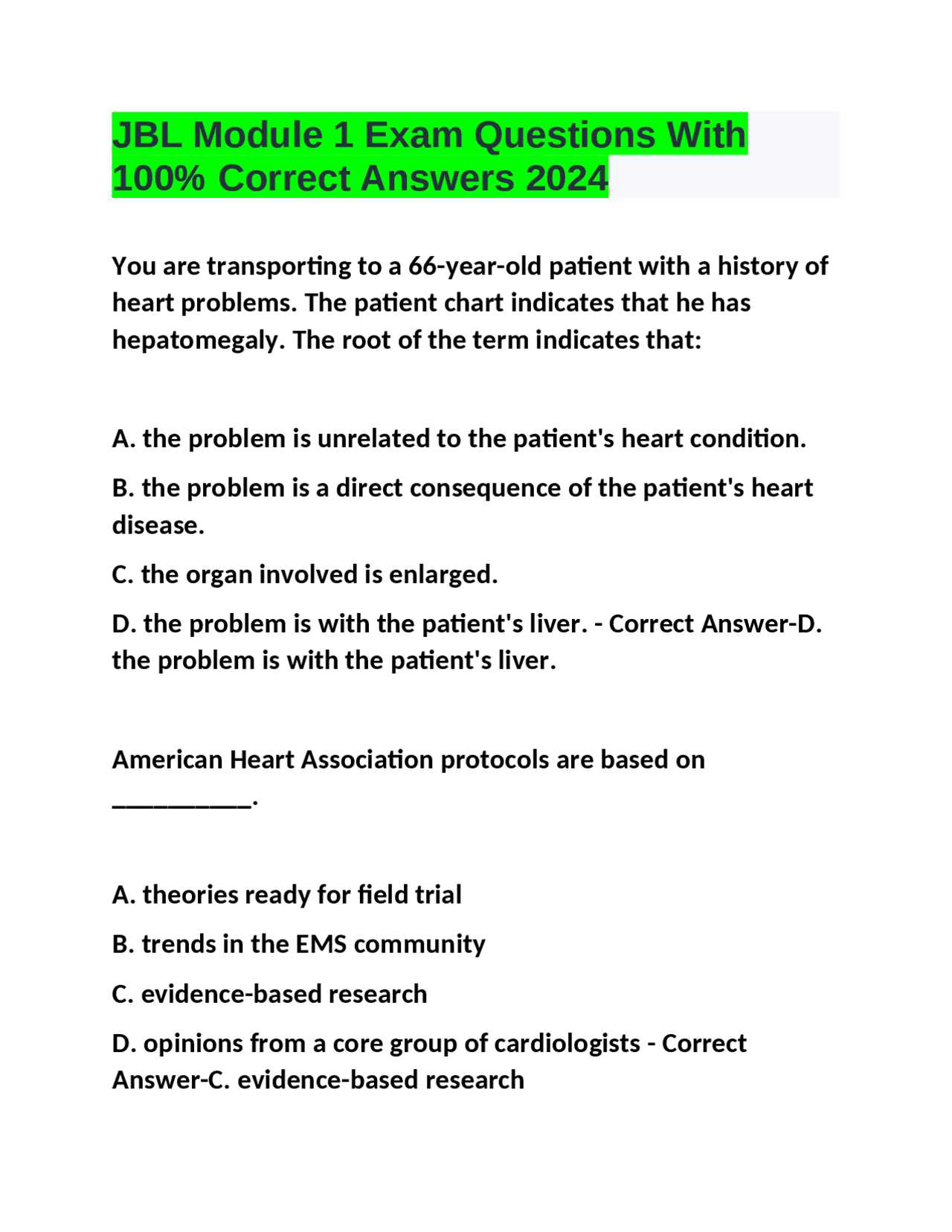 emt module 1 exam answers