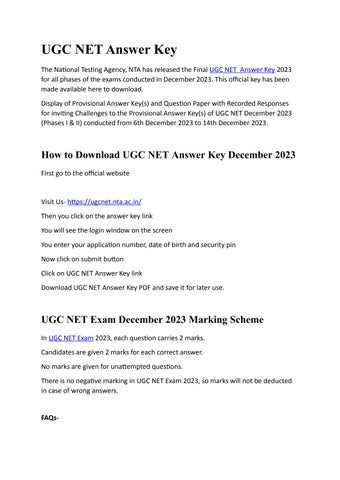 ugc net exam answer key