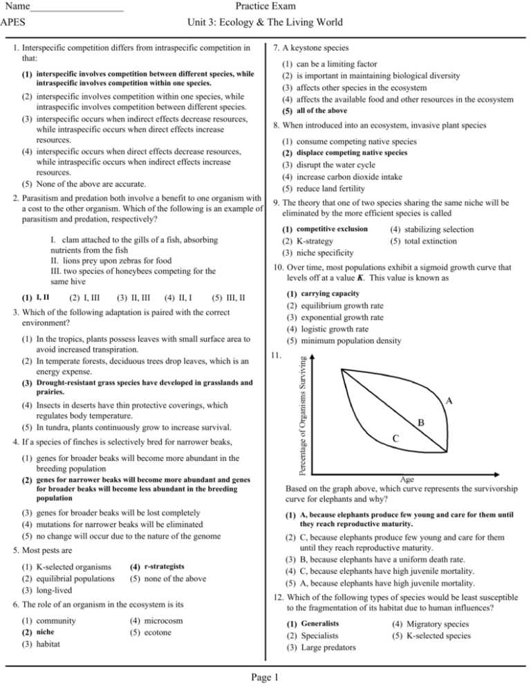 unit 3 populations apes exam review answer key