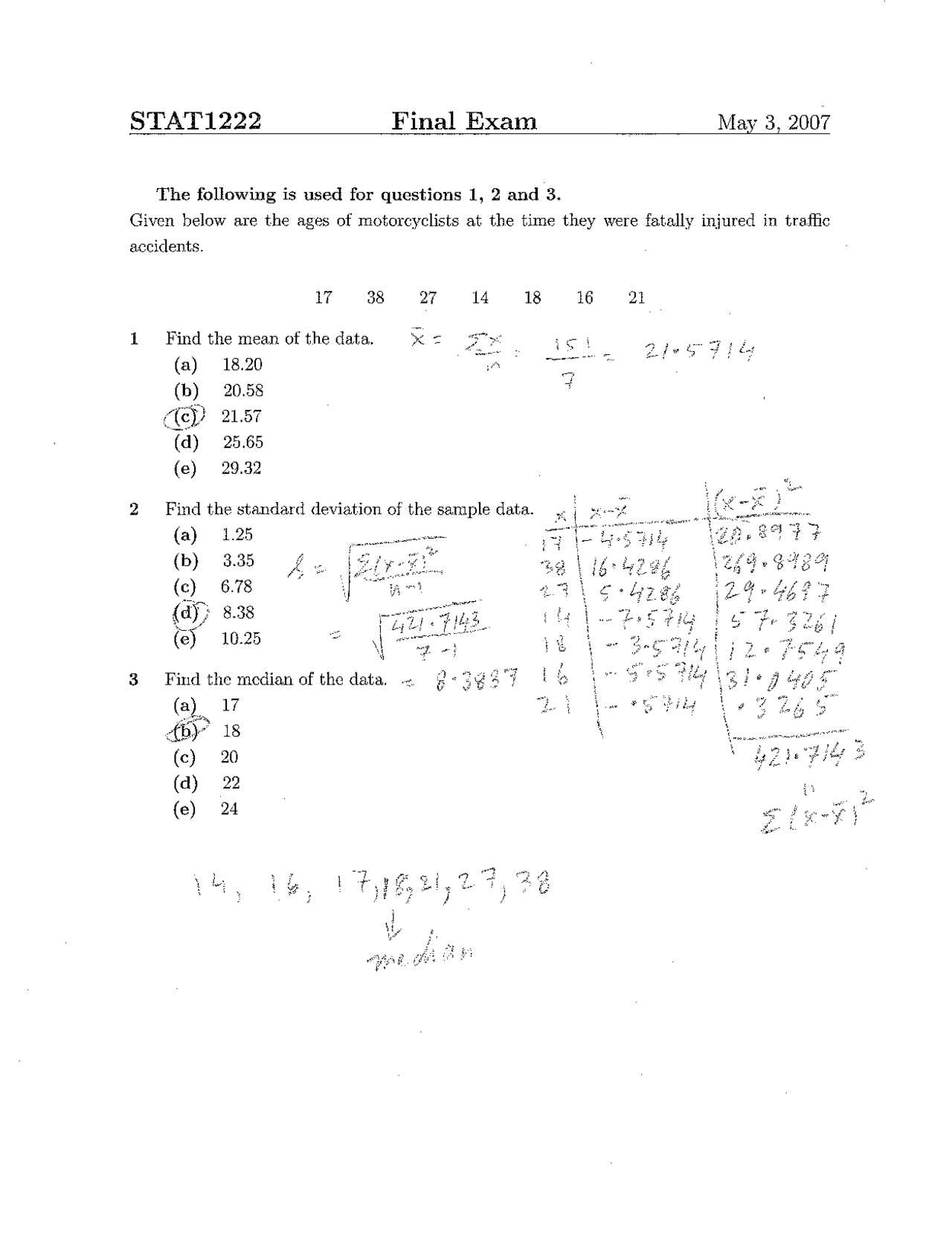 introduction to statistics exam questions and answers doc