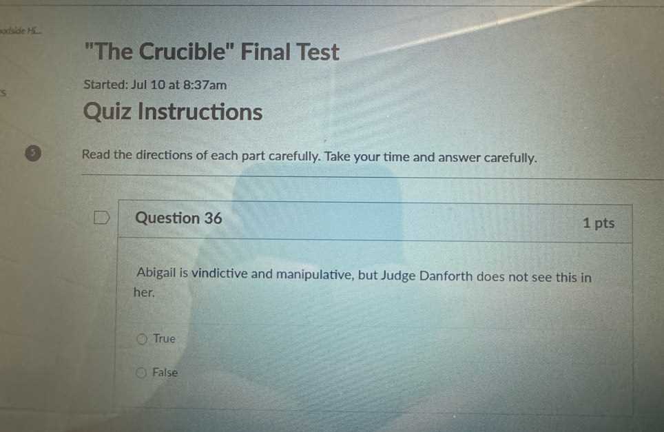 the crucible final exam answers