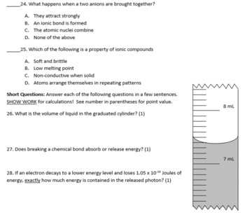 physical science pretest answers