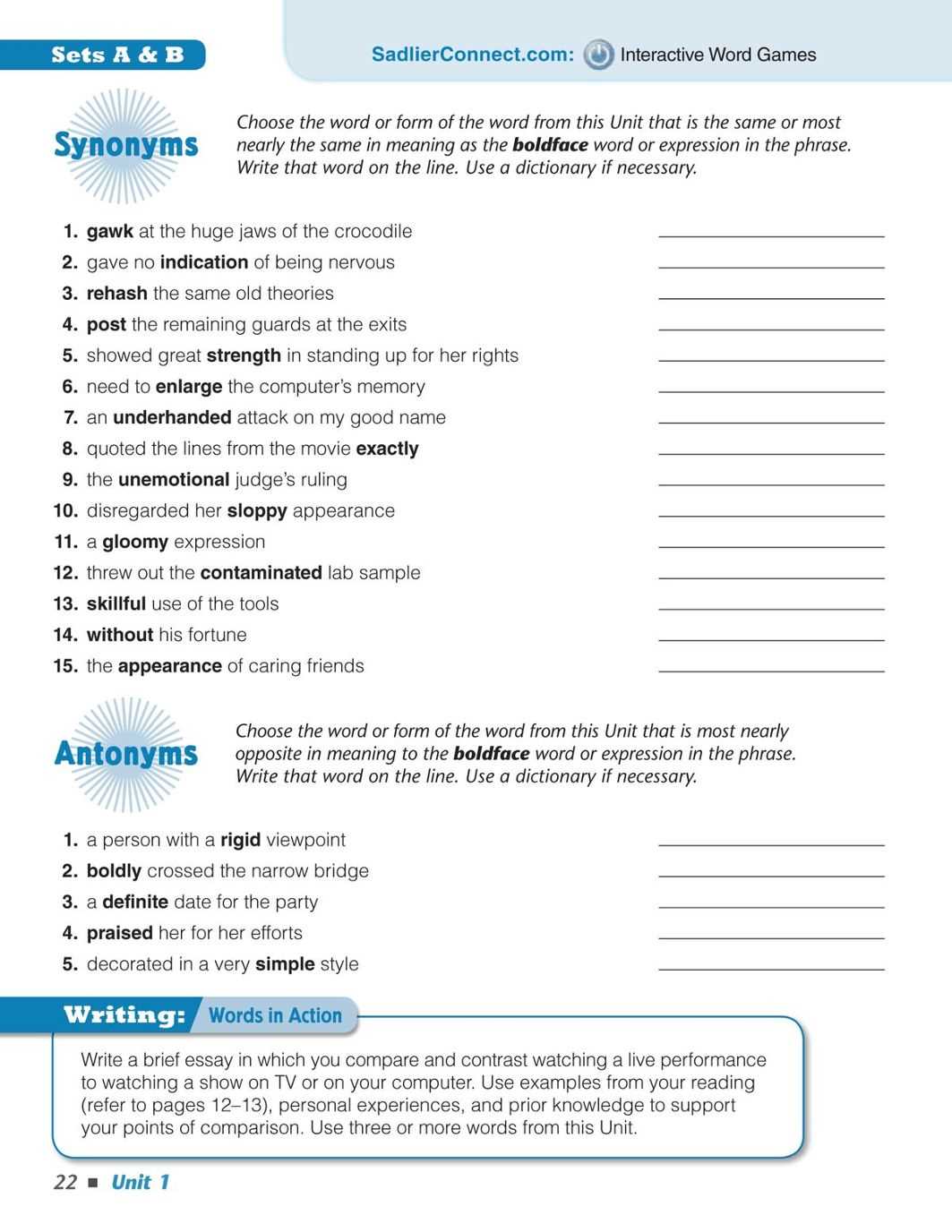 sadlier vocabulary workshop level c answers