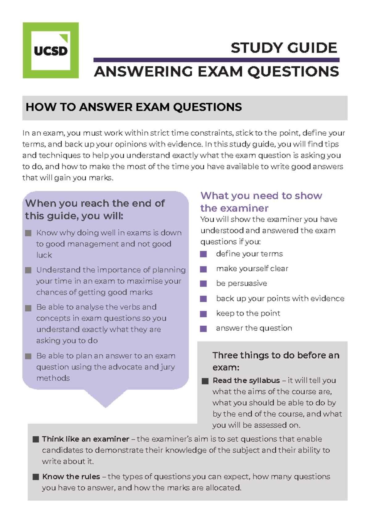 tips for answering exam questions