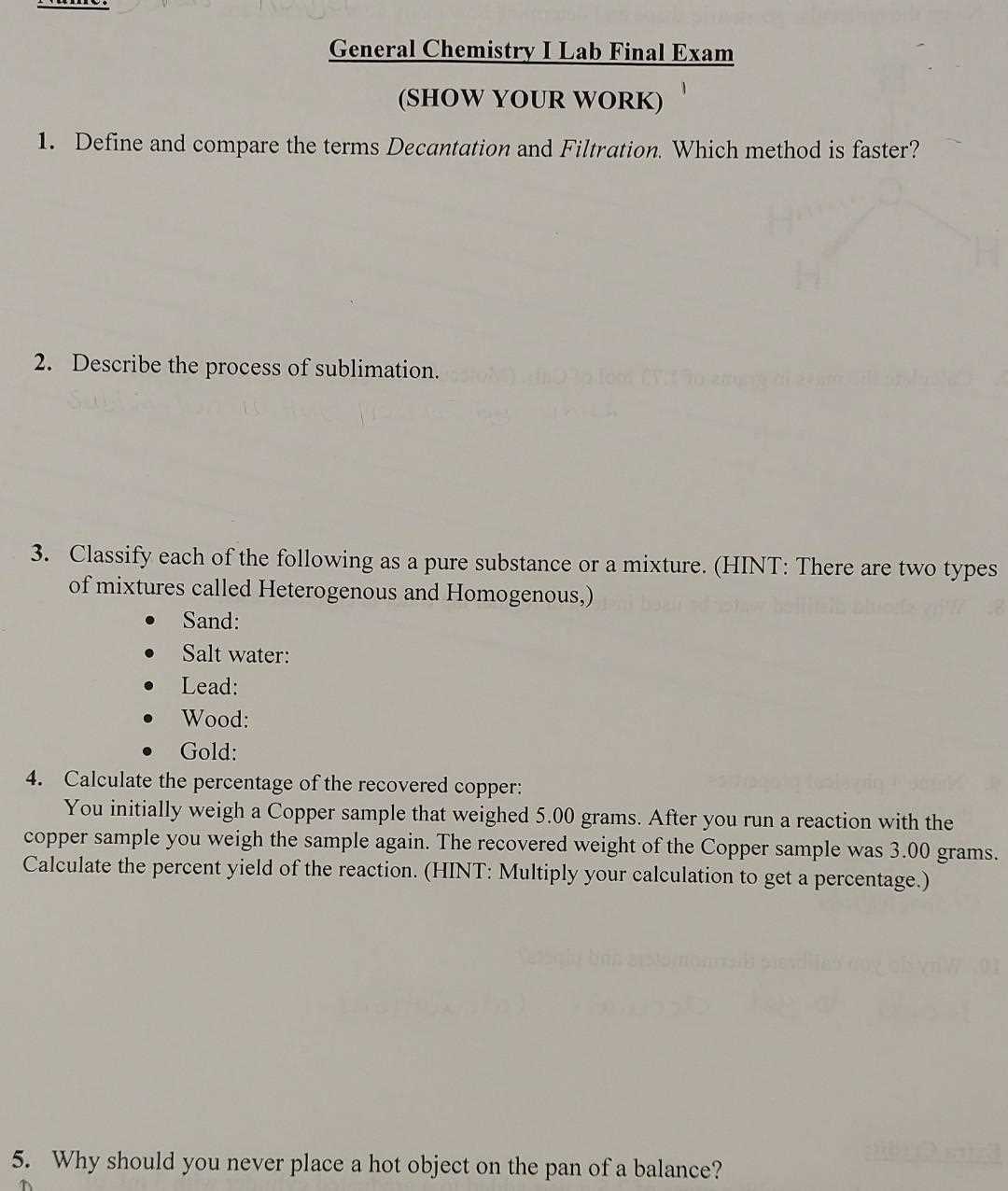 final exam chemistry answers