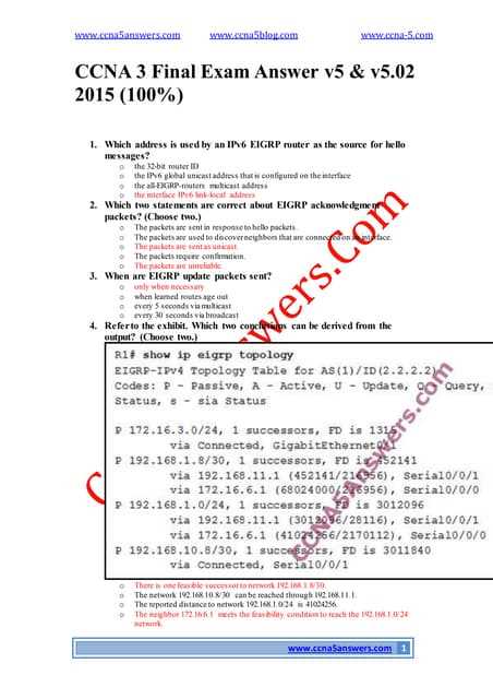 ccna 3 final exam answers