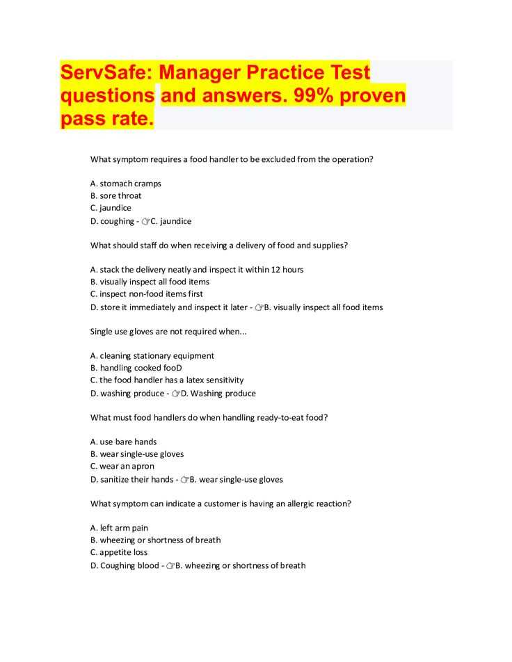 servsafe certification exam answer sheet