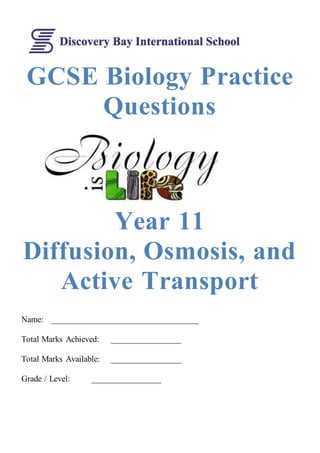 diffusion and osmosis problems answers