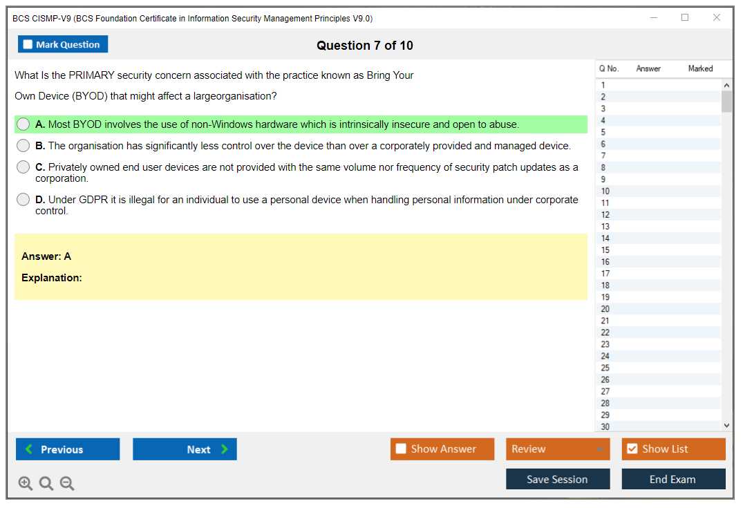 bcs cismp exam questions and answers