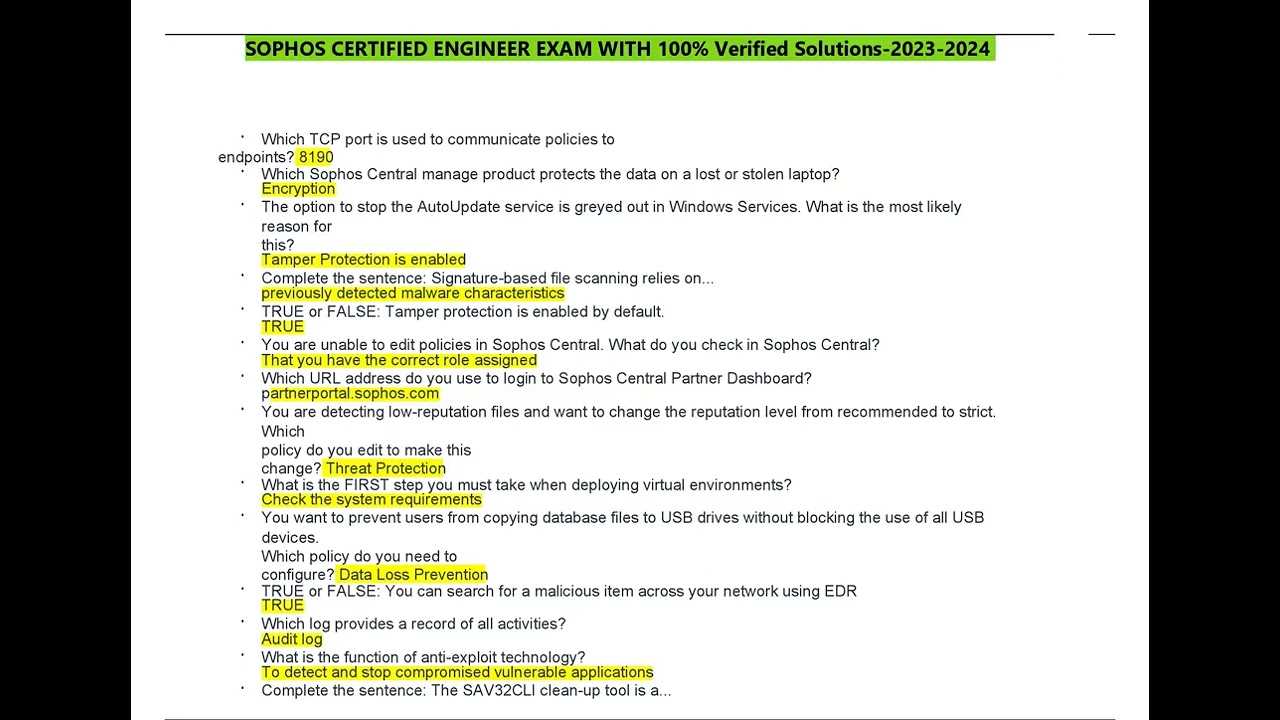 sophos et15 exam answers