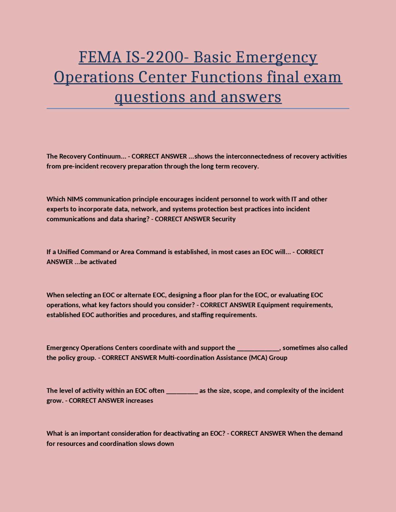 fema is 200 final exam answers