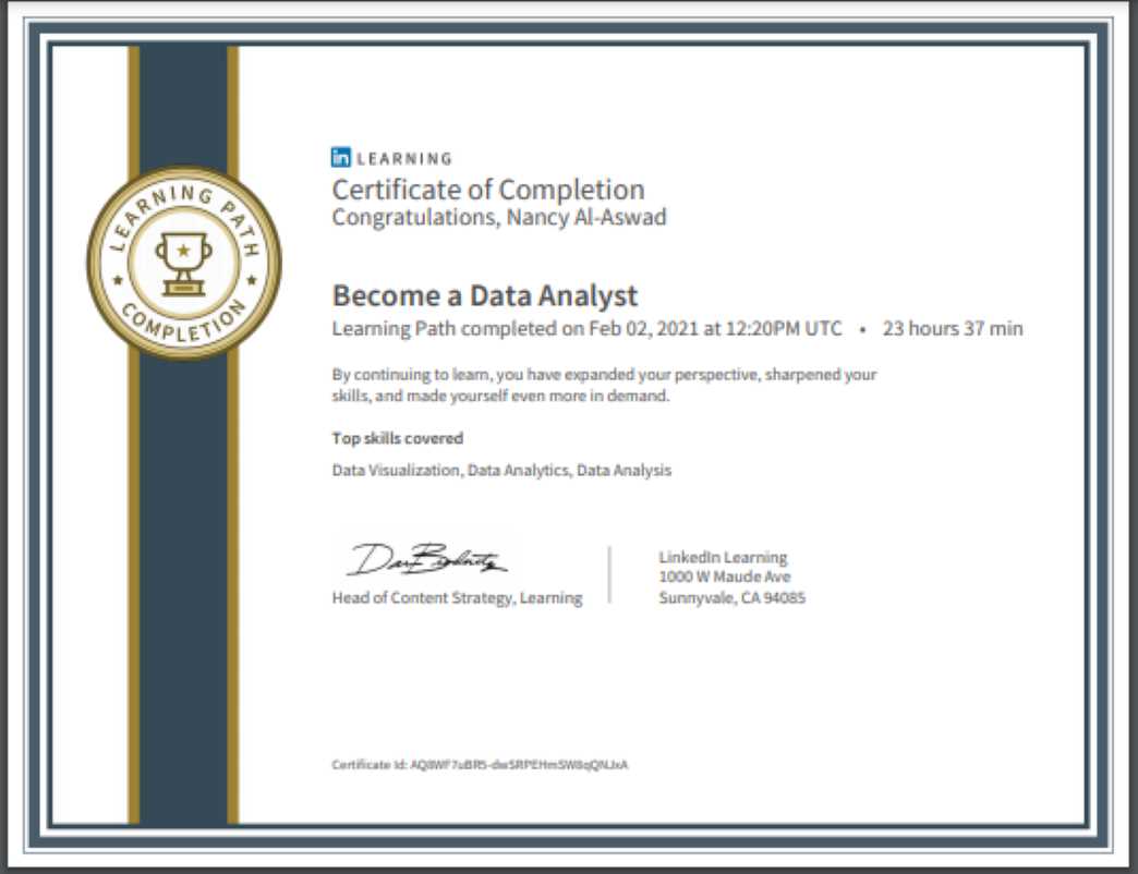 linkedin learning data analytics exam answers