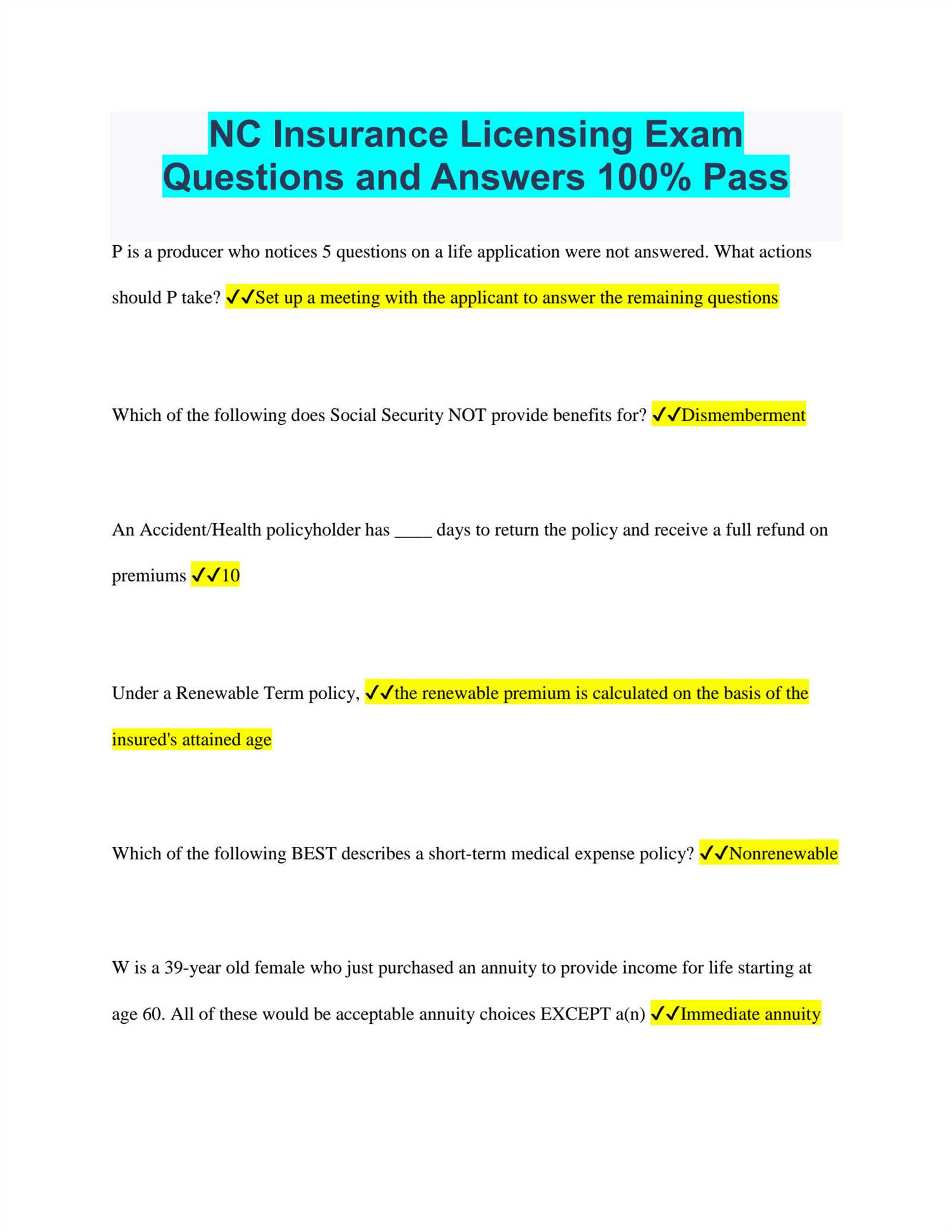 life and health insurance exam questions and answers