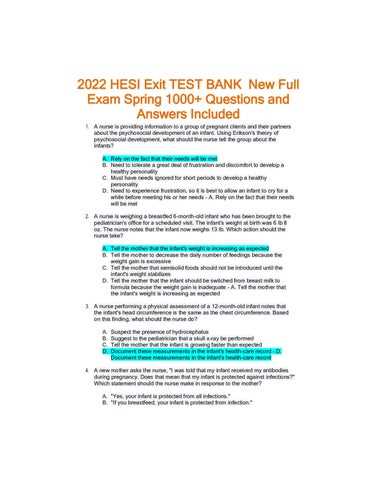 hesi exit exam test bank 2025 free