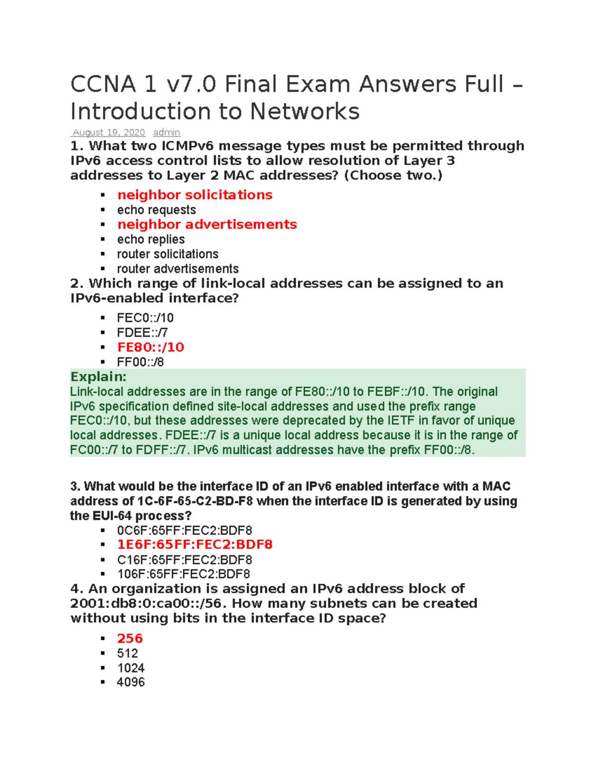 ccna 1 v7 final exam answers