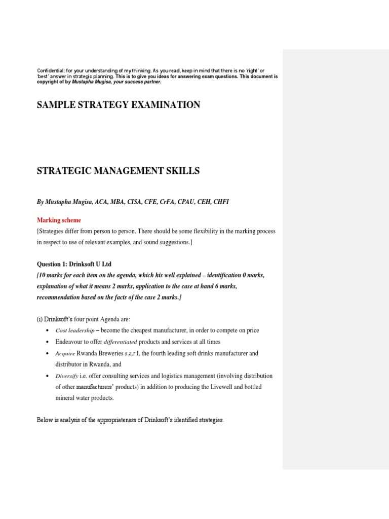 strategic planning exam questions and answers