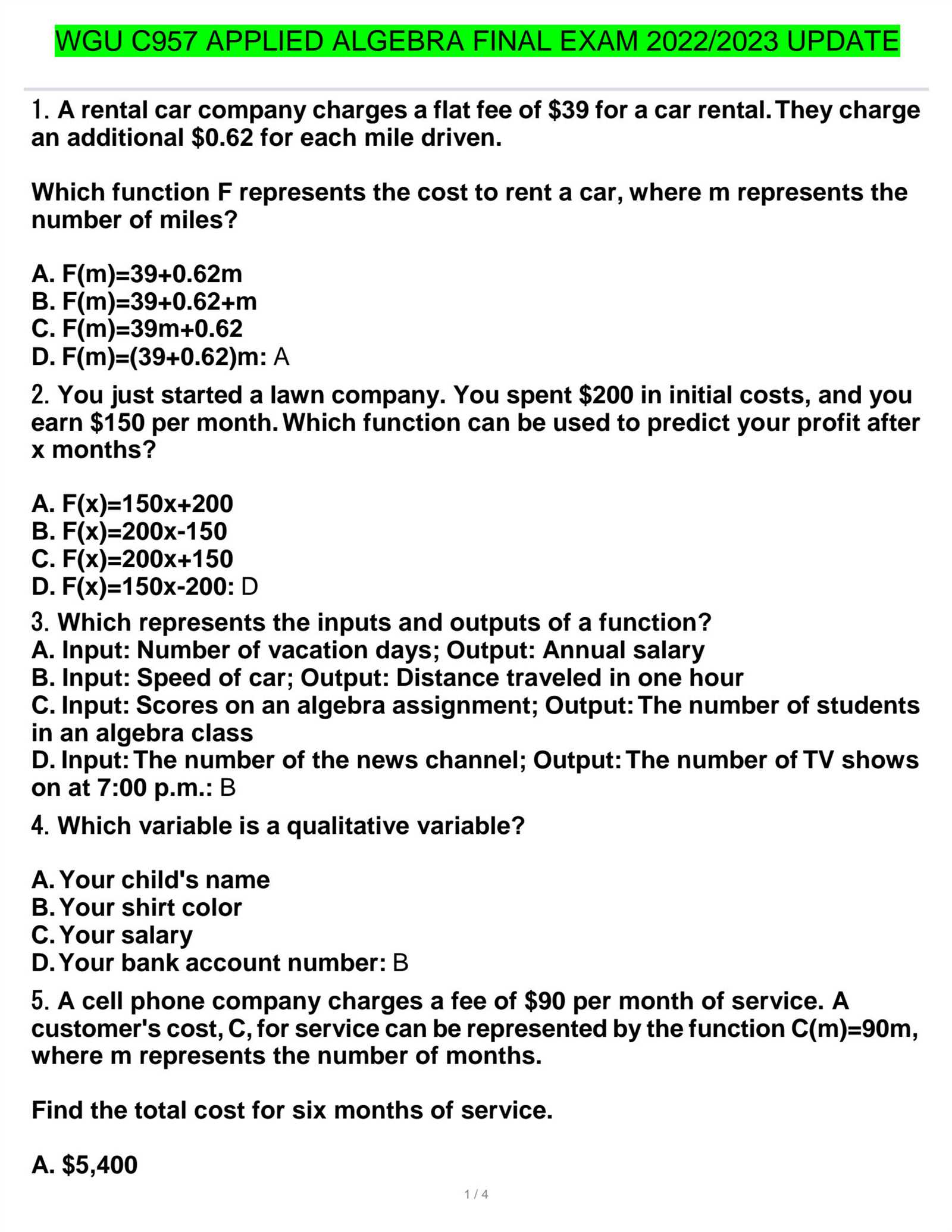 wga caddie exam answers