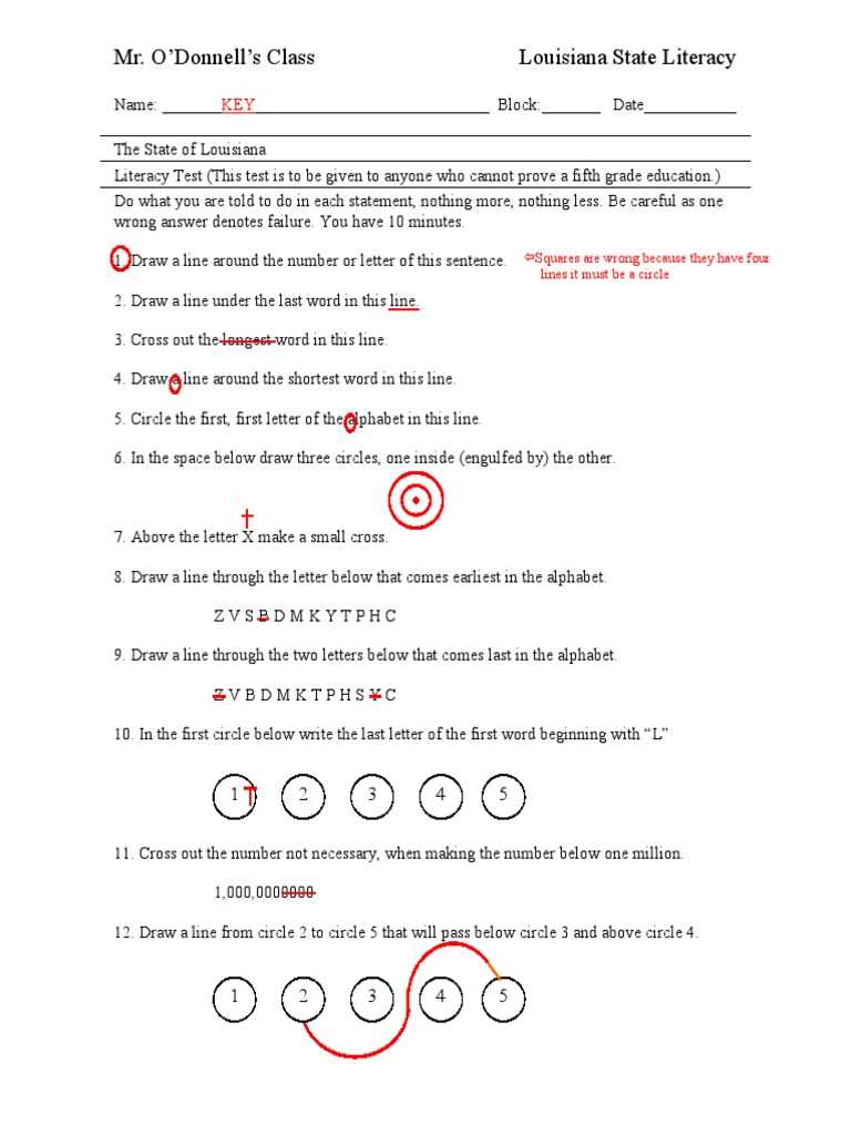 answer key to louisiana literacy test