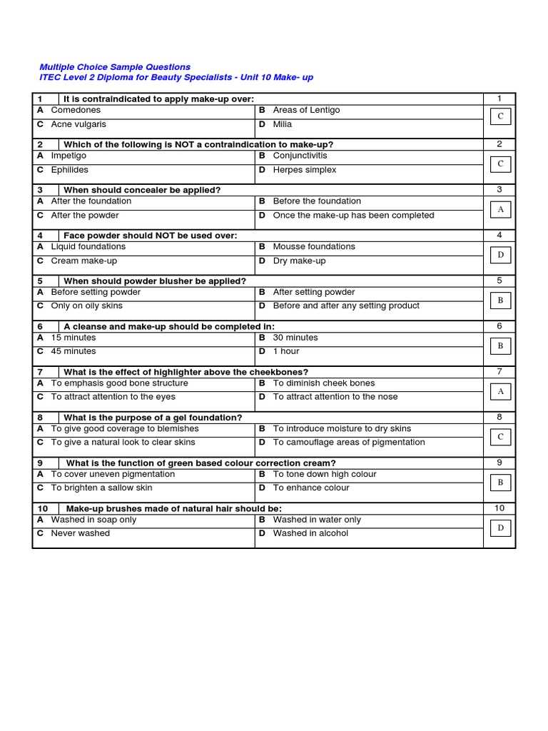 cosmetology practice exam 2