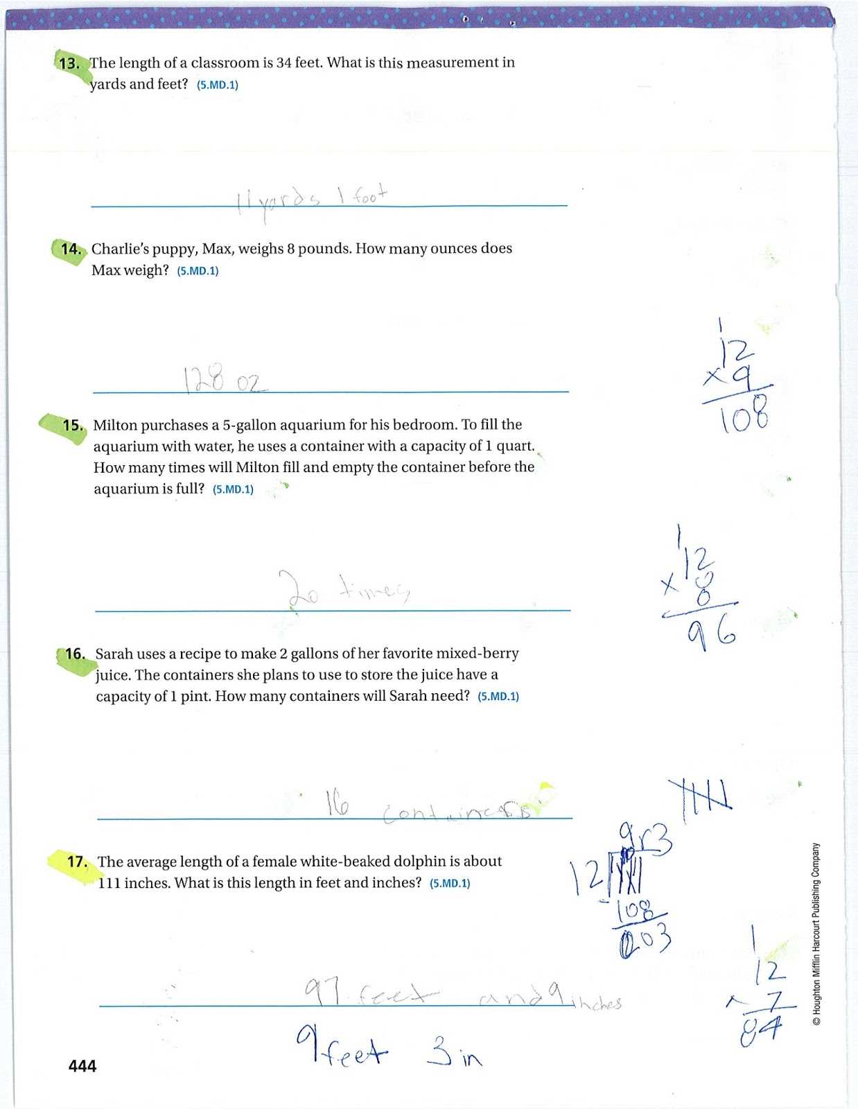 go math grade 5 answer key chapter 10