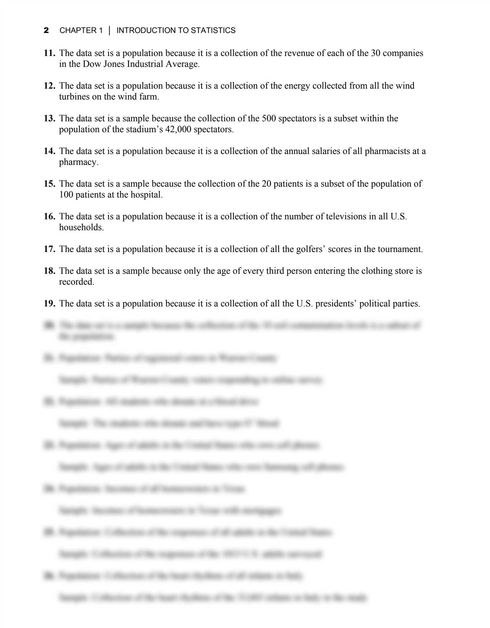 elementary statistics test questions and answers