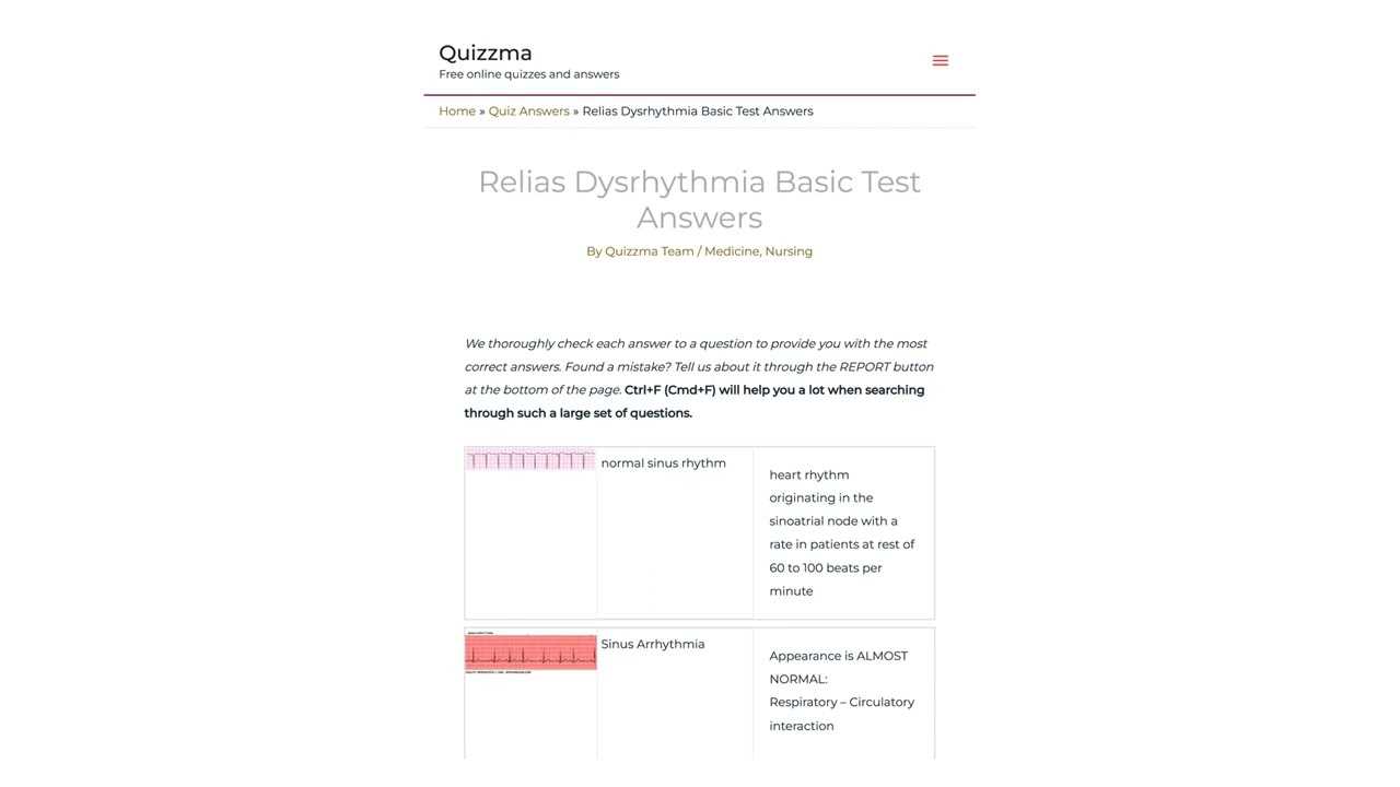 rn.com dysrhythmia exam answers