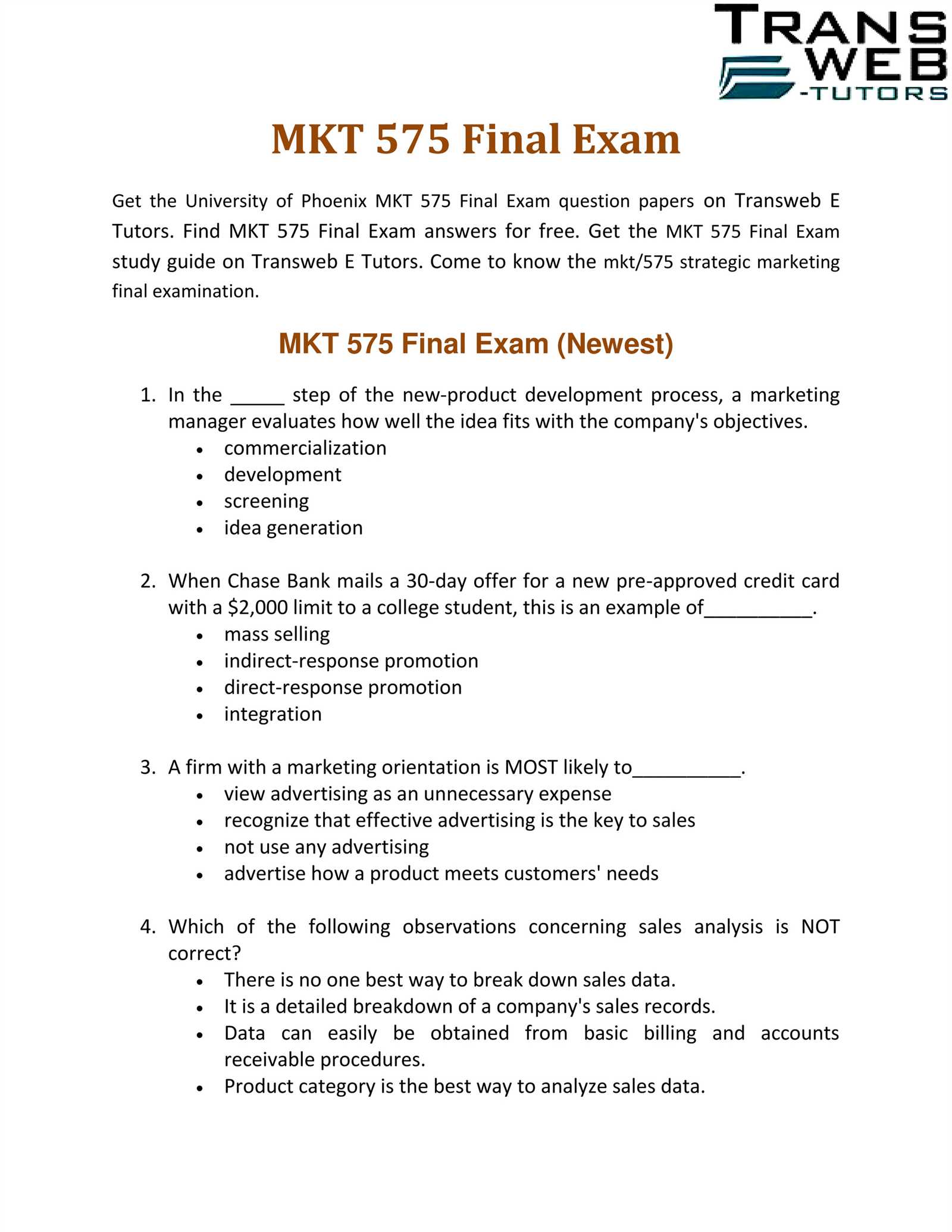 digital marketing exam answers