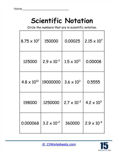 chemistry scientific notation worksheet answer key