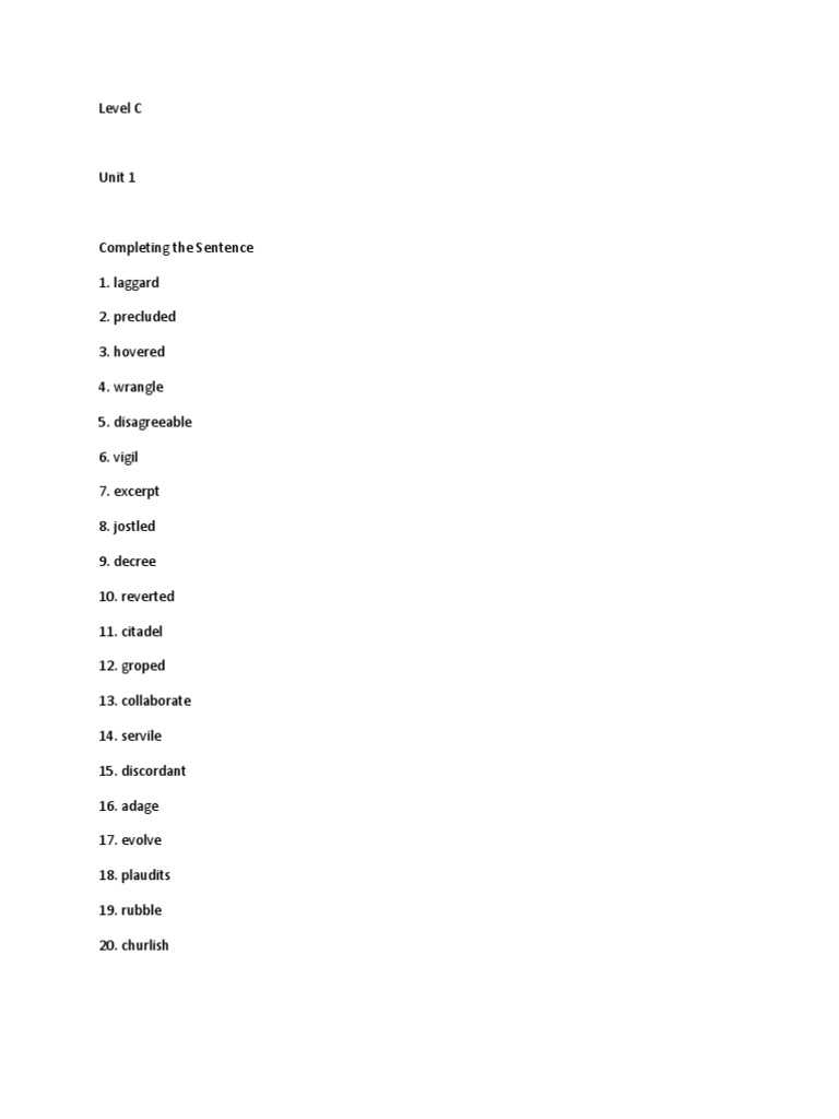 vocab level c unit 13 answers