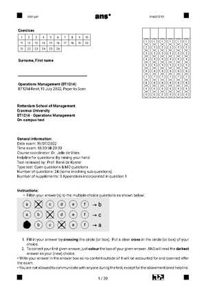 operations management exam questions and answers