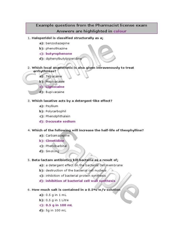 pharmacy assistant exam questions and answers