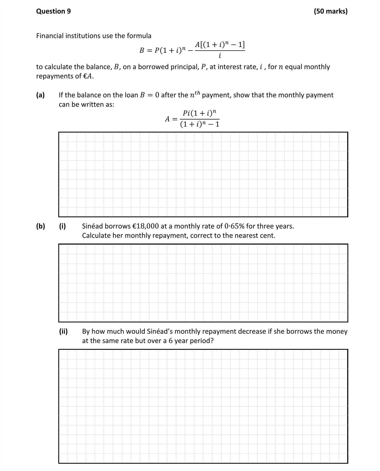 financial mathematics exam questions and answers