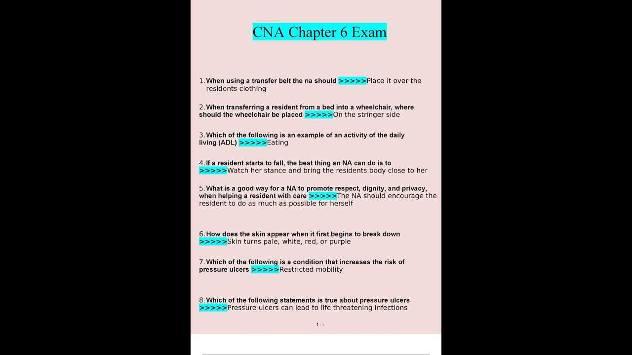 cna chapter 5 exam answers