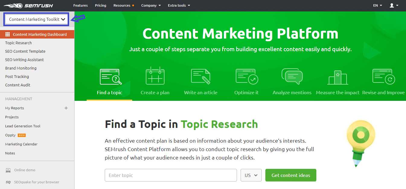 semrush content marketing toolkit exam answers