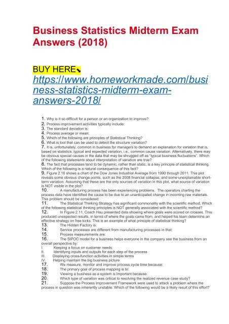 statistics midterm exam answers