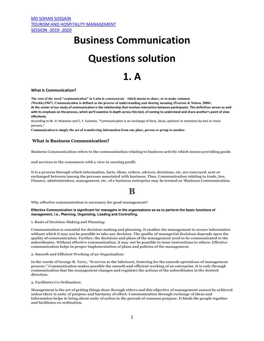 business communication exam questions and answers