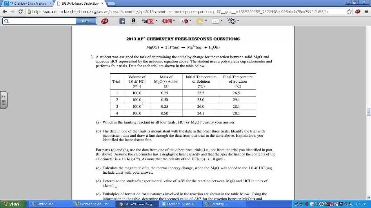 2013 ap chemistry practice exam answers