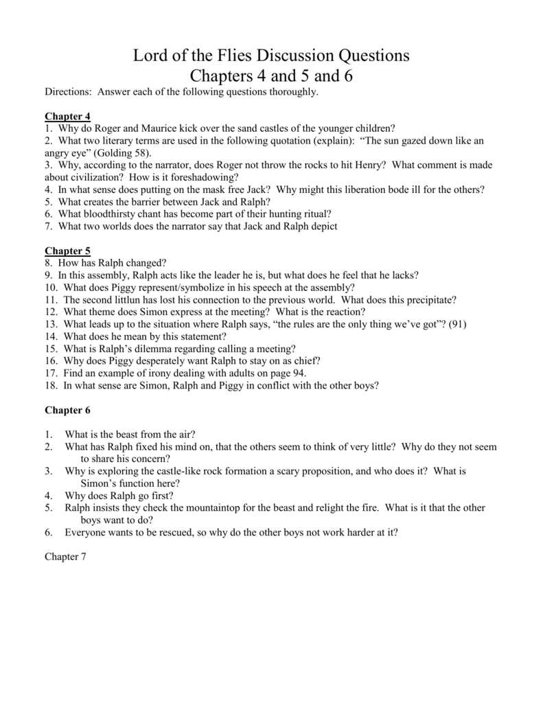 lord of the flies chapter 4 study questions and answers