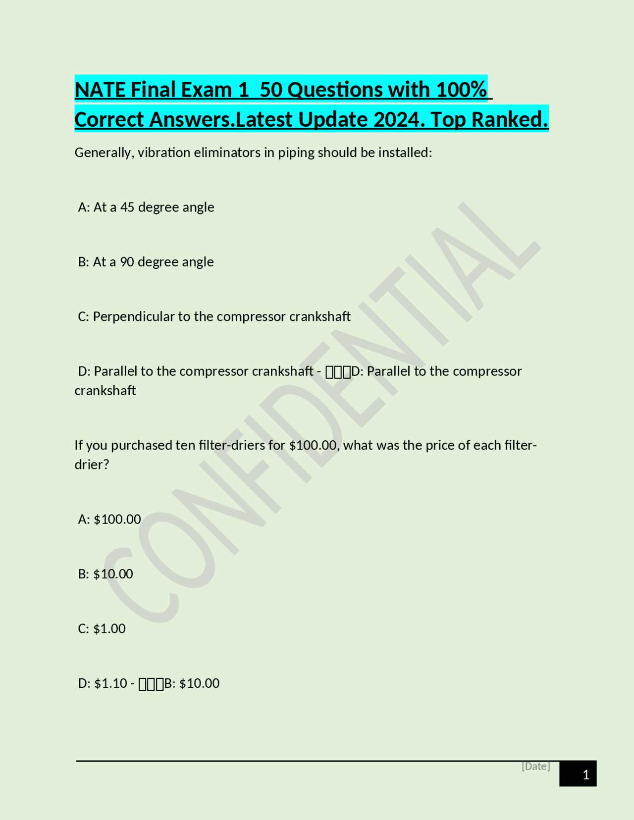 nate exam questions and answers