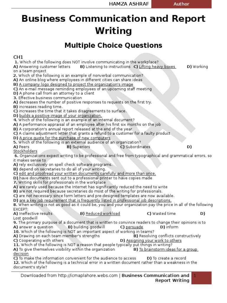 business communication exam questions and answers