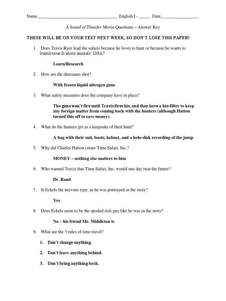 study guide for bradburys a sound of thunder answers