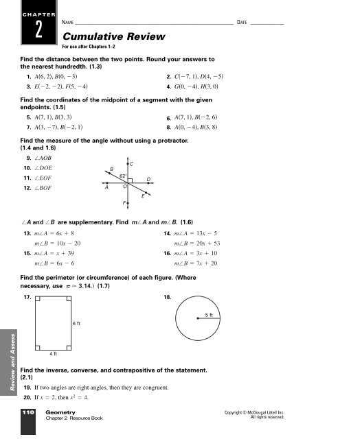 geometry chapter 7 review answers