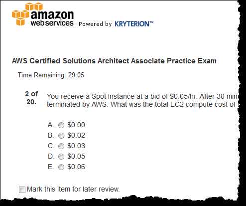 aws practice exam questions and answers