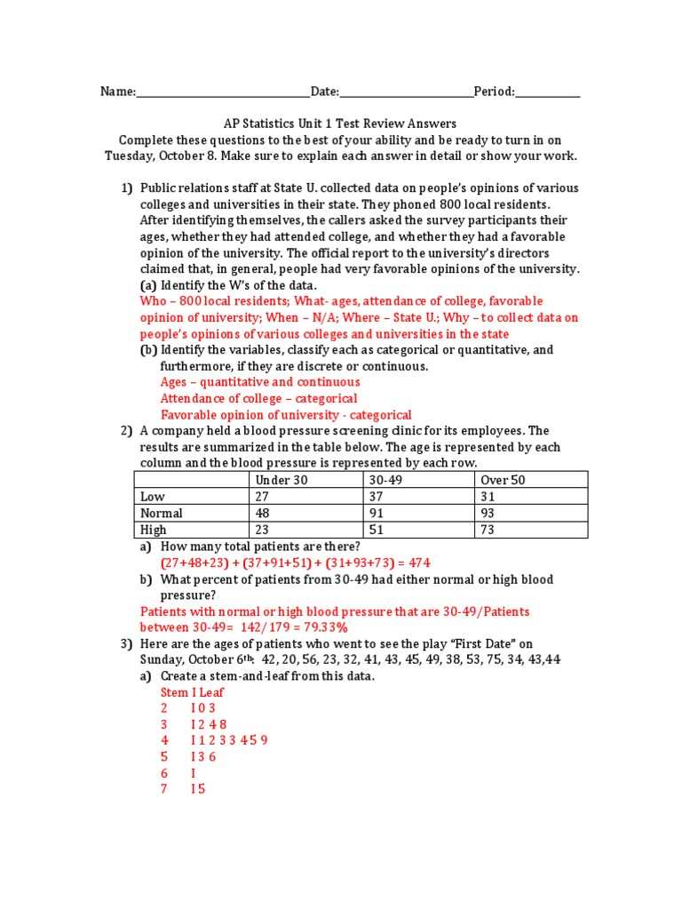 ap statistics ap exam study guide answers