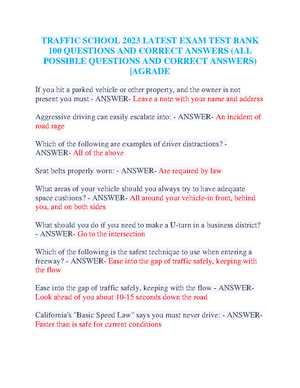 traffic school questions answers